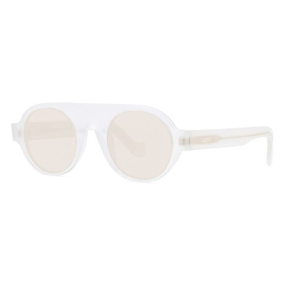 NEW LOEWE UNISEX ROUND SUNGLASSES LOEWE LW40020F 21E WHITE BROWN EYEWEAR - Picture 1 of 4